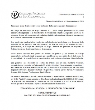 Comunicado de prensa 2/2015